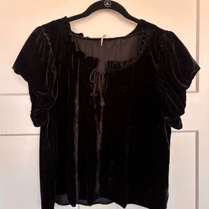 Free People Black Velvet Blouse